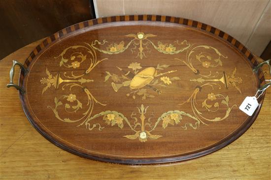 An inlaid tray, W.67cm